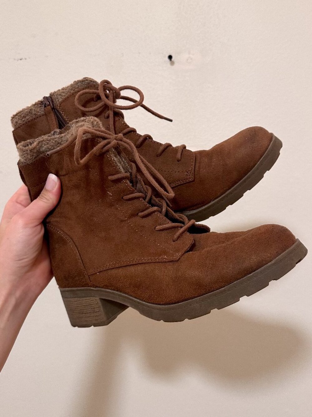 Target Brown Faux-Suede Lace-Up Boots - Size 8